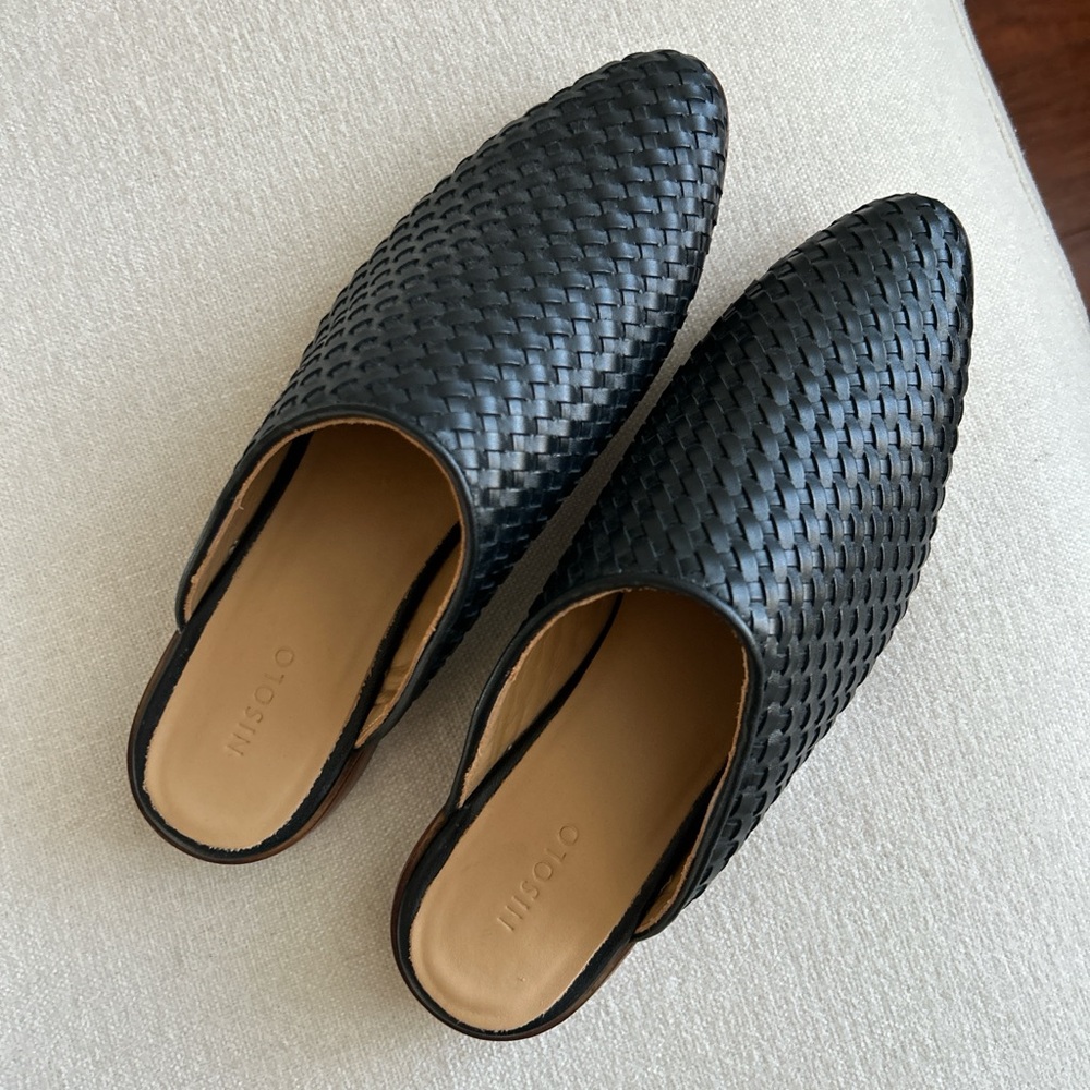 Nisolo Black Woven Mules